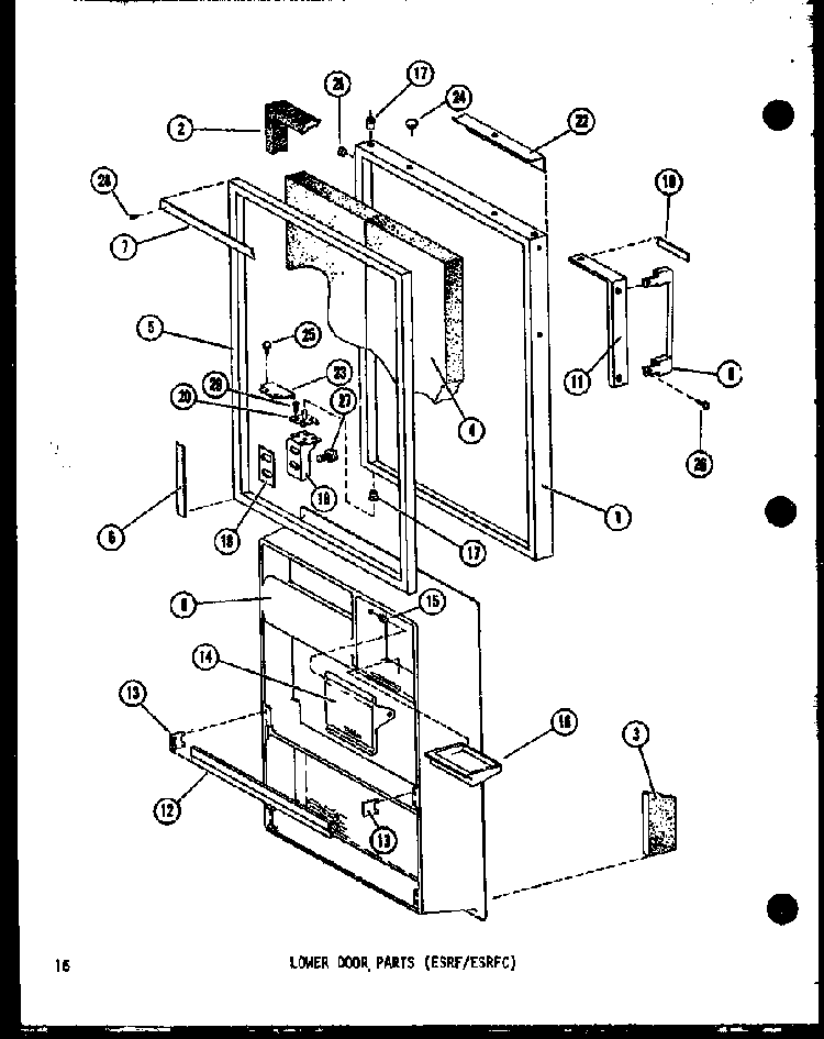 Lower Door Parts Diagram and Parts List for ESR12C-P73953-7W  Amana Refrigerator