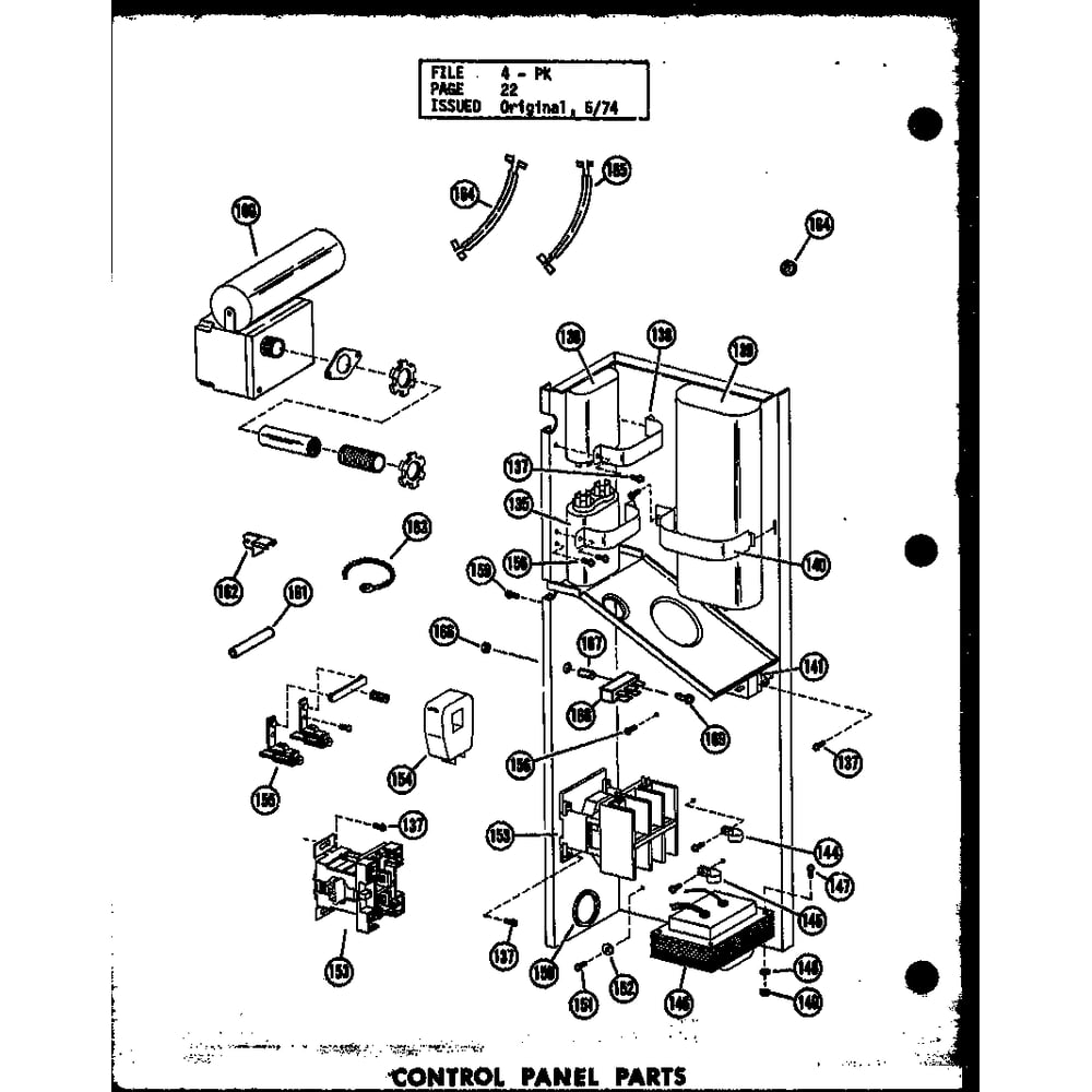Control Panel Parts 1 Diagram and Parts List for PKE3-3H P54565-7C Amana Air Conditioner