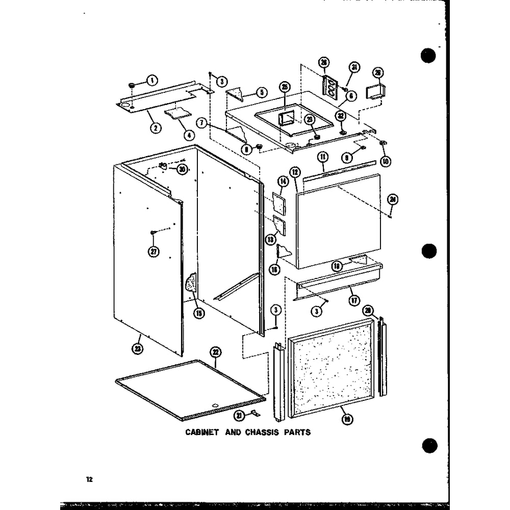 Cabinet And Chassis Parts 1 Diagram and Parts List for EBAH,BAH35 P55895-2 Amana Air Conditioner