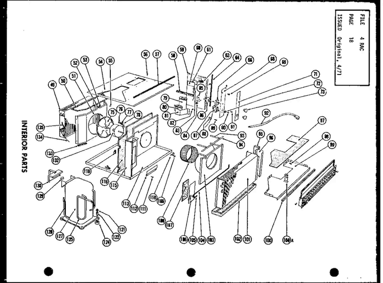 Interior Parts Diagram and Parts List for FC24-3H-1 P54302-54R Amana Air Conditioner