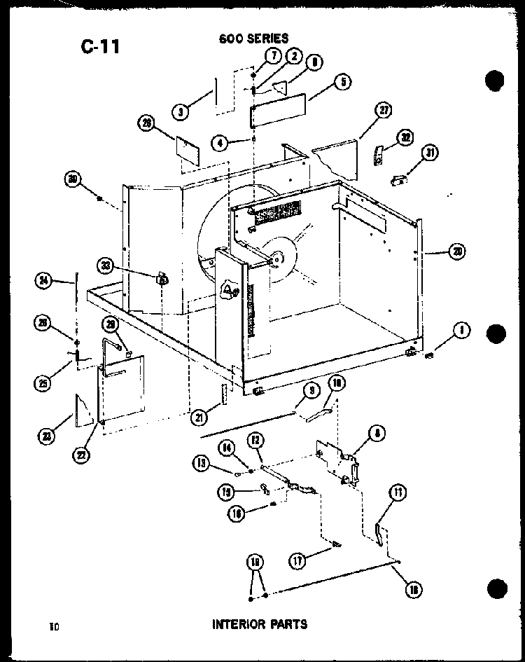 Interior Parts Diagram and Parts List for ES619-3R P54720-98R Amana Air Conditioner