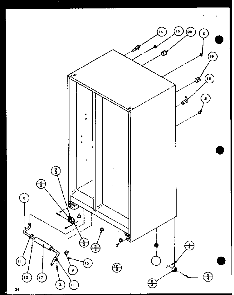 Section 24 Diagram and Parts List for SL22JB-P1116005W  Amana Refrigerator