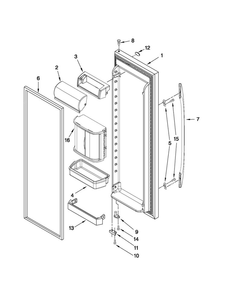 Refrigerator Door Parts Diagram and Parts List for MSD2578VEM01  Maytag Refrigerator