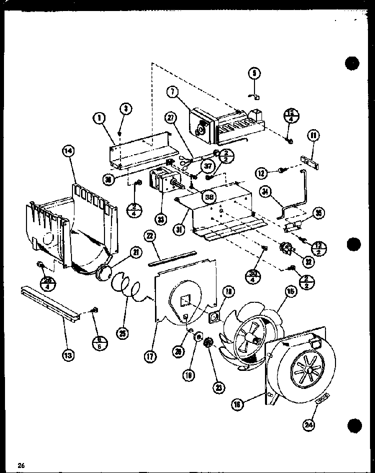 Ice Maker Assembly Diagram and Parts List for SLDI25GL-P7642105WL  Amana Refrigerator