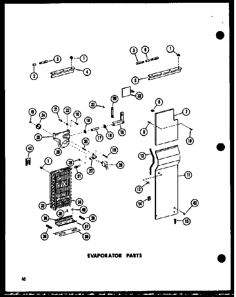 Evaporator Parts Diagram and Parts List for ESR17N-A-P60350-52WA  Amana Refrigerator