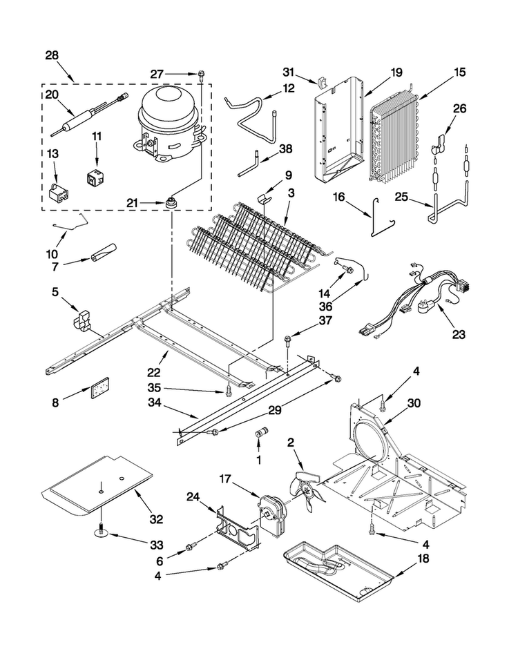Unit Parts Diagram and Parts List for MSD2550VES02  Maytag Refrigerator
