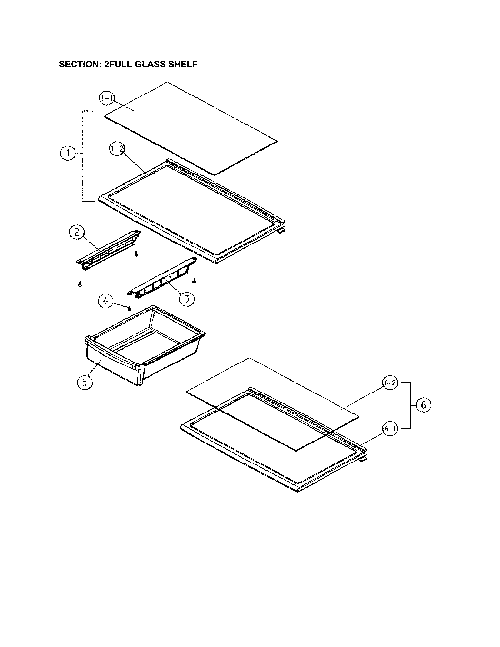 2 Full Glass Shelf Diagram and Parts List for 11170712910  Kenmore Refrigerator