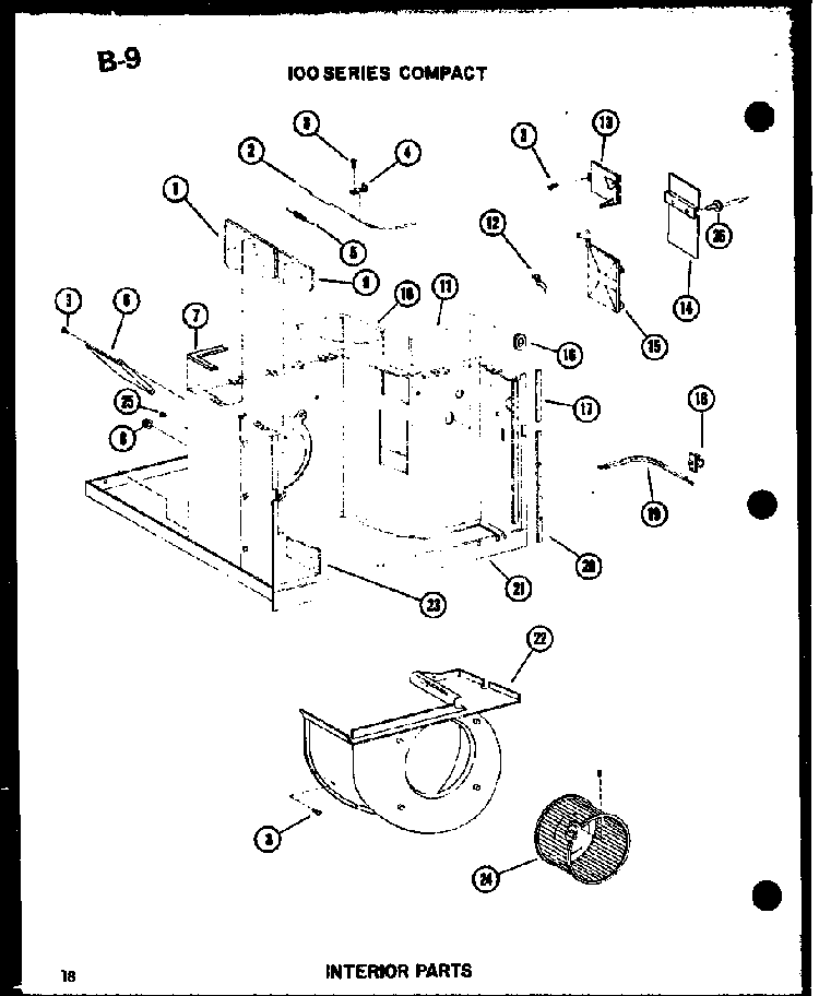 Interior Parts Diagram and Parts List for ES12-2MS P54974-48R Amana Air Conditioner