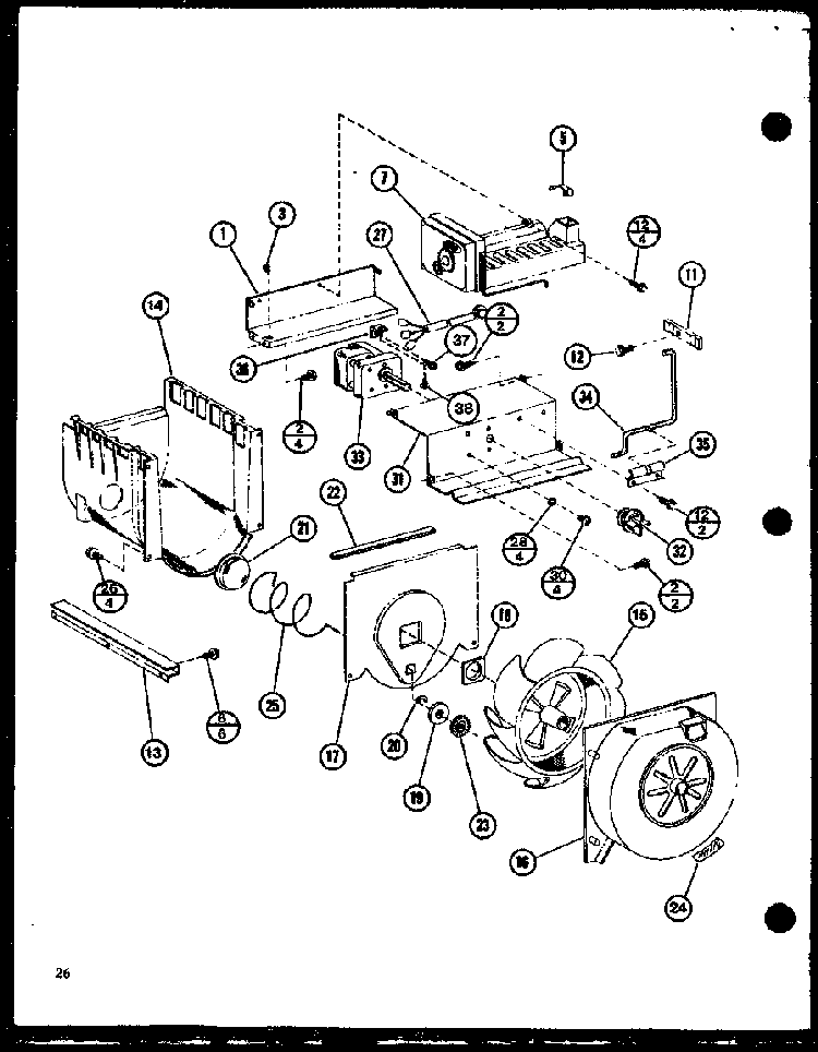 Icemaker/fan, Motor Diagram and Parts List for SLDI25F-P7642102W  Amana Refrigerator