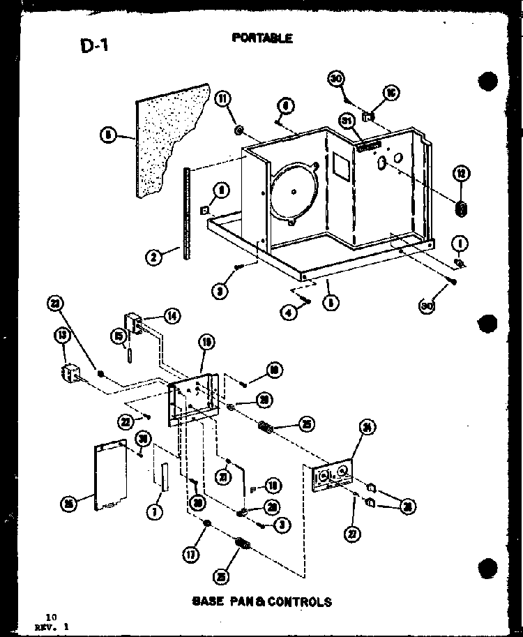 Base Pan & Controls Diagram and Parts List for 8P-5L P54973-21R Amana Air Conditioner