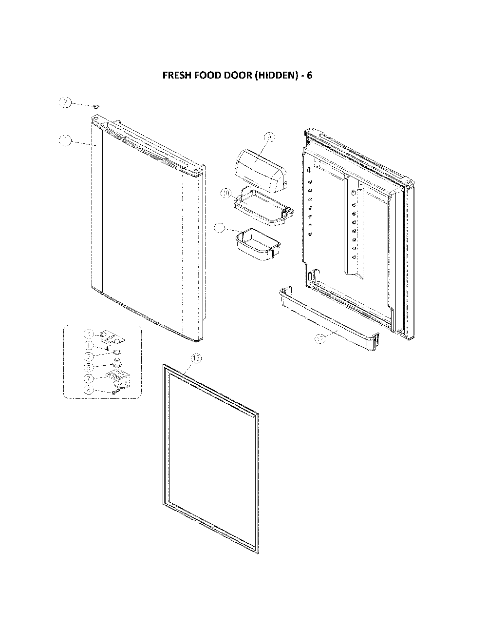 Fresh Food Door Diagram and Parts List for 11160515912  Kenmore Refrigerator
