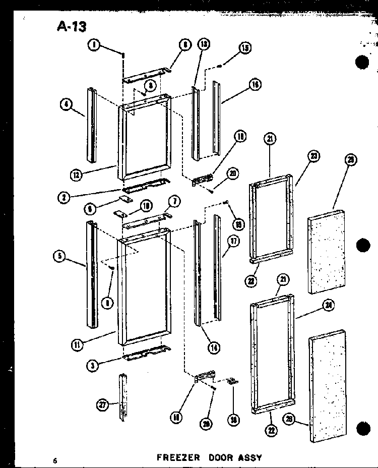 Freezer Door Assy Diagram and Parts List for SDI22E-L-P74870-6WL  Amana Refrigerator