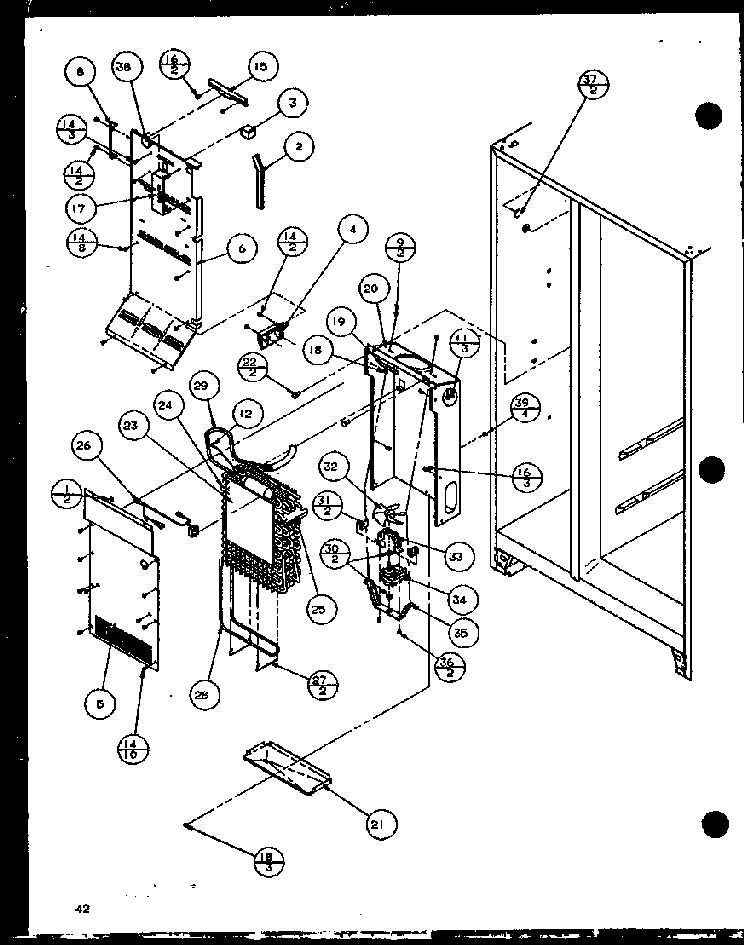 Section 19 Diagram and Parts List for SL22JB-P1116005W  Amana Refrigerator