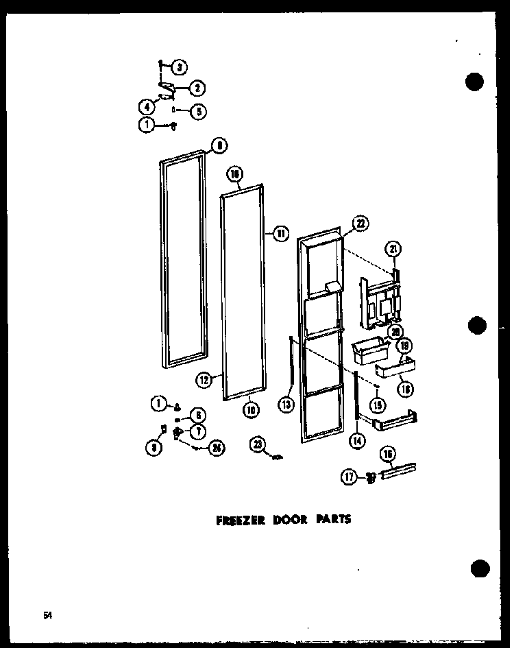 Freezer Door Parts Diagram and Parts List for ESR17N-A-P60350-55WA  Amana Refrigerator