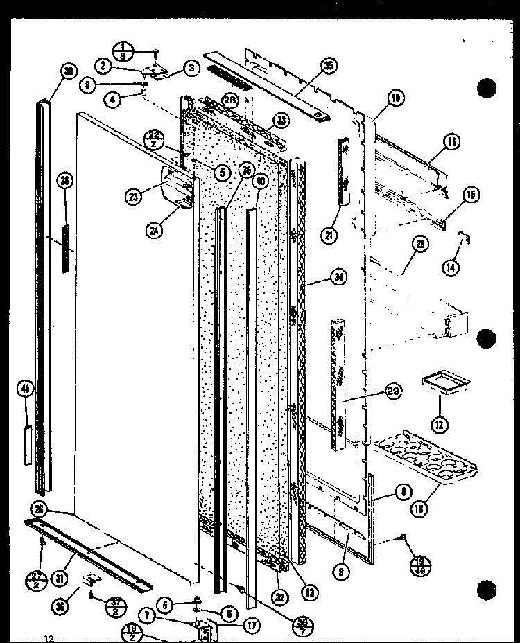 Refrigerator Door Assembly Diagram and Parts List for SDI22F-L-P7700011WL  Amana Refrigerator