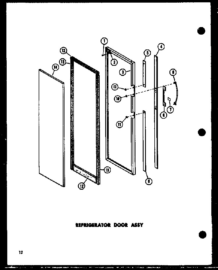 Refrigerator Door Insulation Assy. Diagram and Parts List for ESR22C-G-P73900-10WG  Amana Refrigerator