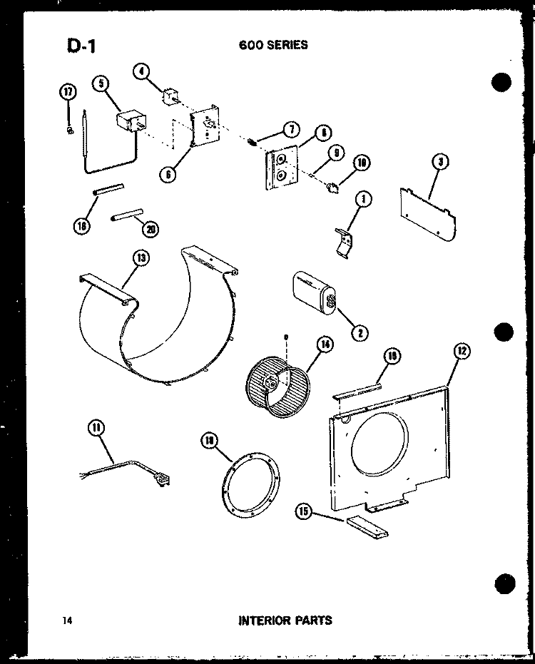 INTERIOR PARTS Diagram and Parts List for ES614-2R P5472097R Amana Air Conditioner