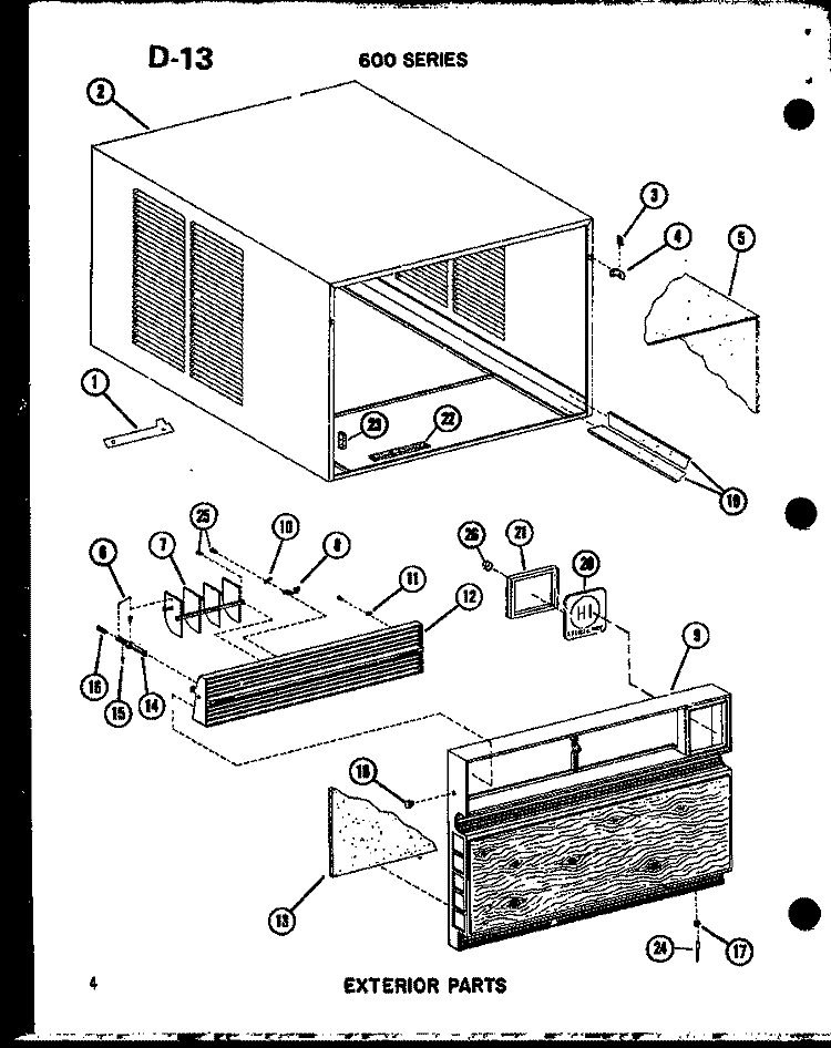 EXTERIOR PARTS Diagram and Parts List for ES6243S P6711917R Amana Air Conditioner