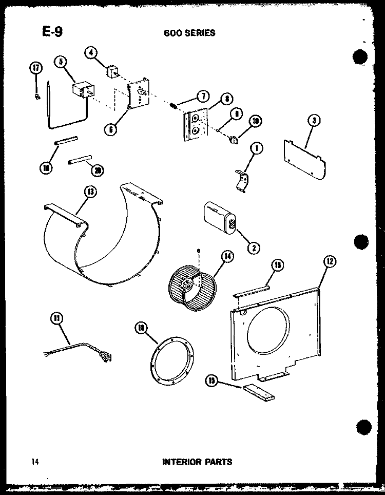 INTERIOR PARTS Diagram and Parts List for ES6243S P6711917R Amana Air Conditioner