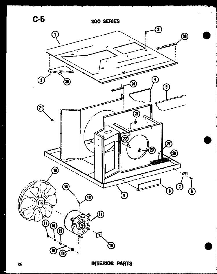 INTERIOR PARTS Diagram and Parts List for 218D-3WS P5541779R Amana Air Conditioner
