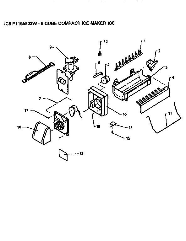 Icemaker Diagram and Parts List for  Amana Refrigerator