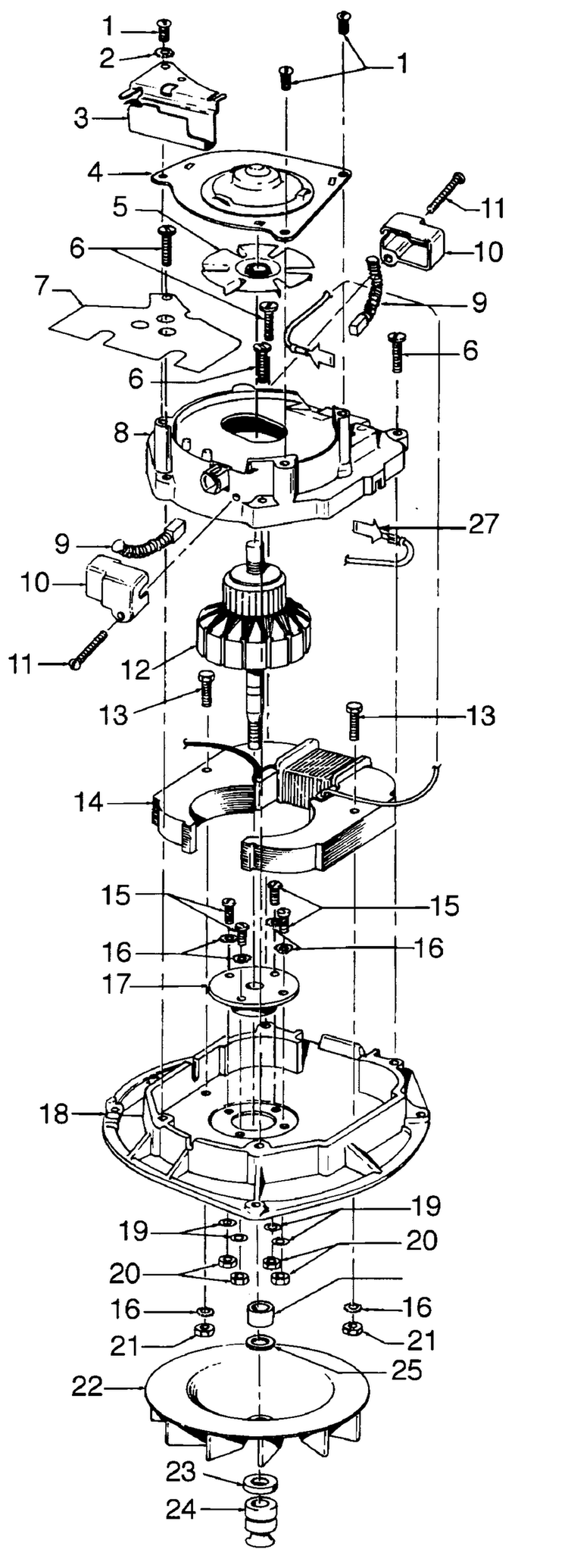 Motor Assembly Diagram and Parts List for U4121  Hoover Upright Vacuum