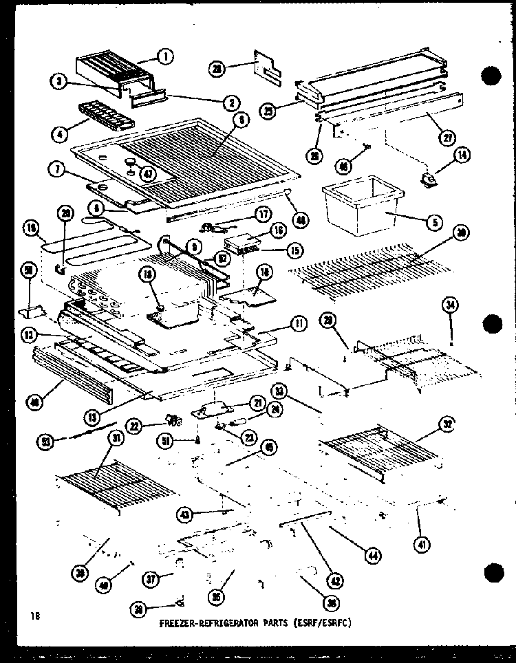 Freezer-refrigerator Parts Diagram and Parts List for ESR12C-P73953-7W  Amana Refrigerator