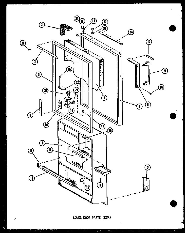 Lower Door Parts Diagram and Parts List for ESR14D-P73953-16W  Amana Refrigerator