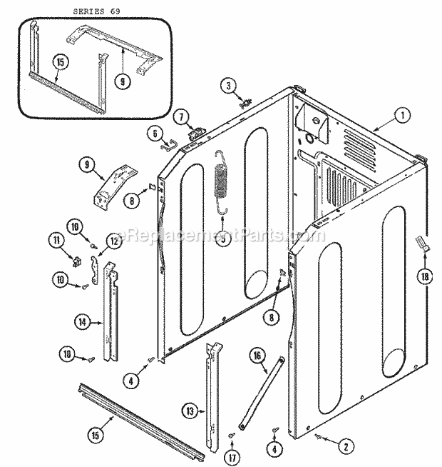 CABINET - FRONT Diagram and Parts List for  Maytag Washer