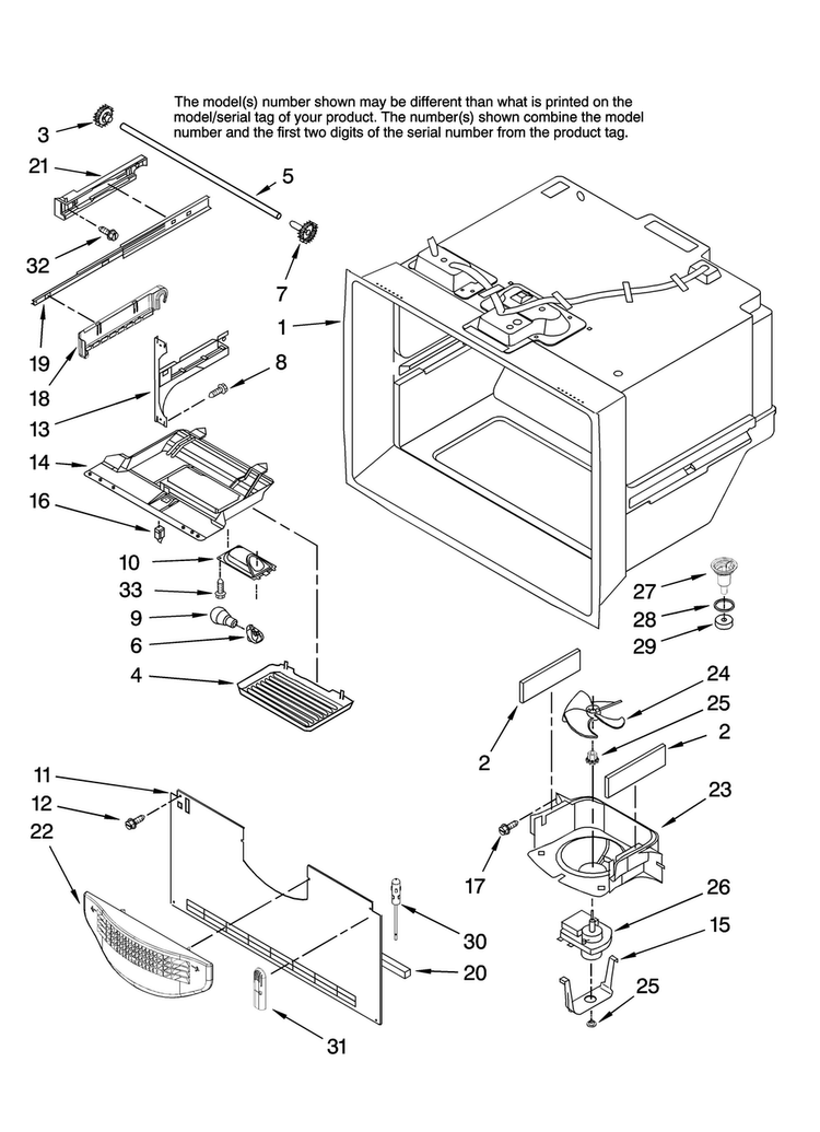 Freezer Liner Parts Diagram and Parts List for MFD2561HEQ14  Maytag Refrigerator