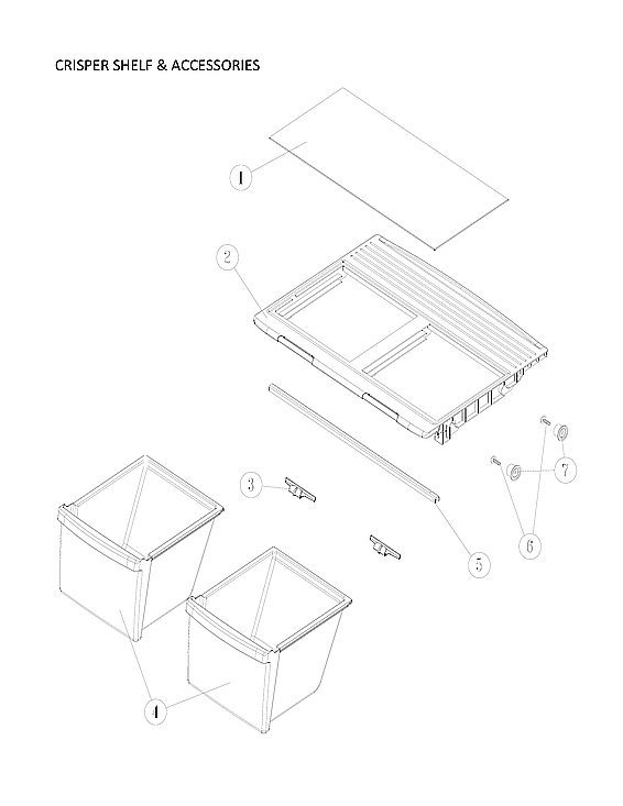 Crisper Shelf And Accessories Diagram and Parts List for 11161209716  Kenmore Refrigerator