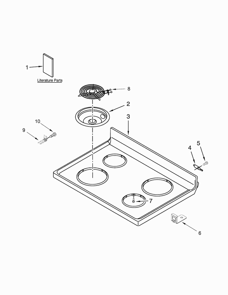 Cooktop Parts Diagram and Parts List for 4KMER7600AW0  Maytag Range