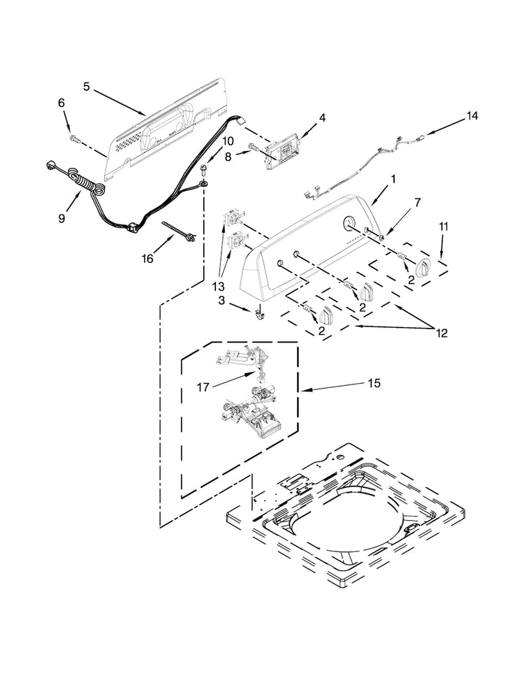 Controls And Water Inlet Parts Diagram and Parts List for  Admiral Washer