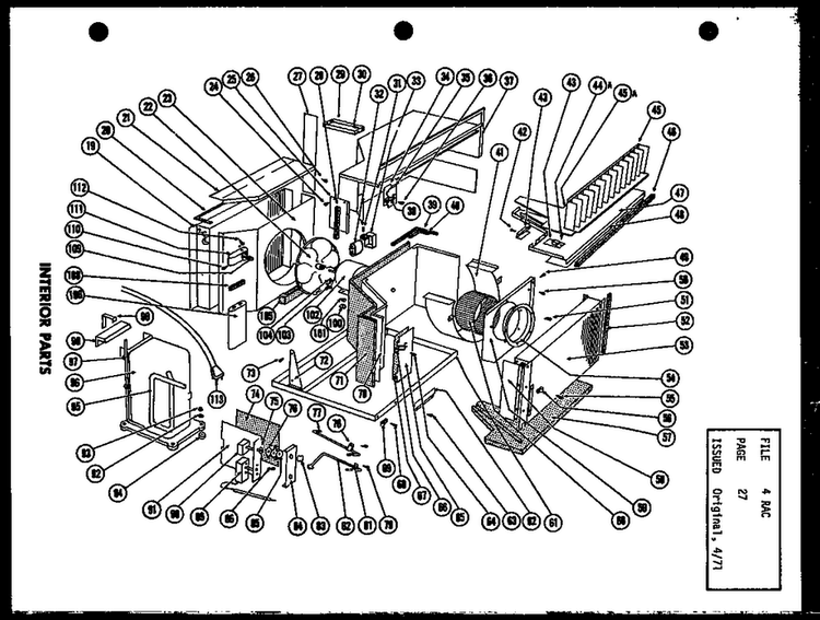 Interior Parts Diagram and Parts List for FC24-3H-1 P54302-54R Amana Air Conditioner