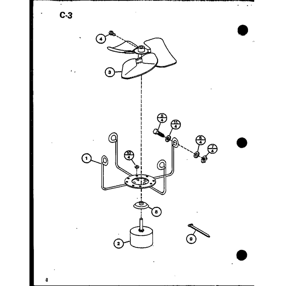 Motor Mount Diagram and Parts List for RCF36U01B P68446-8C Amana Air Conditioner
