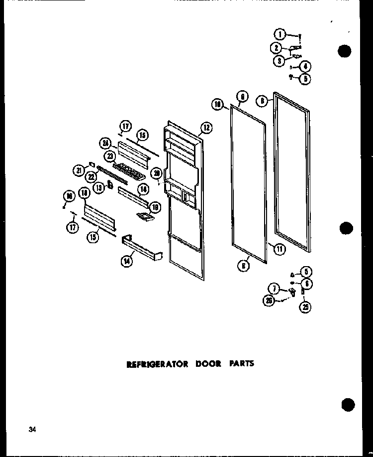 Refrigerator Door Parts Diagram and Parts List for ESR17N-A-P60350-55WA  Amana Refrigerator
