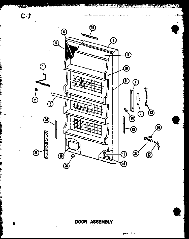 Door Assembly Diagram and Parts List for U23C-A P60345-73WA Amana Freezer