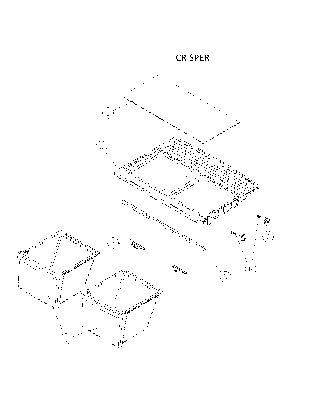 Crisper Diagram and Parts List for 11160512911  Kenmore Refrigerator