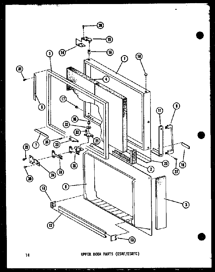 Upper Door Parts Diagram and Parts List for ESR16B-P60303-79W  Amana Refrigerator