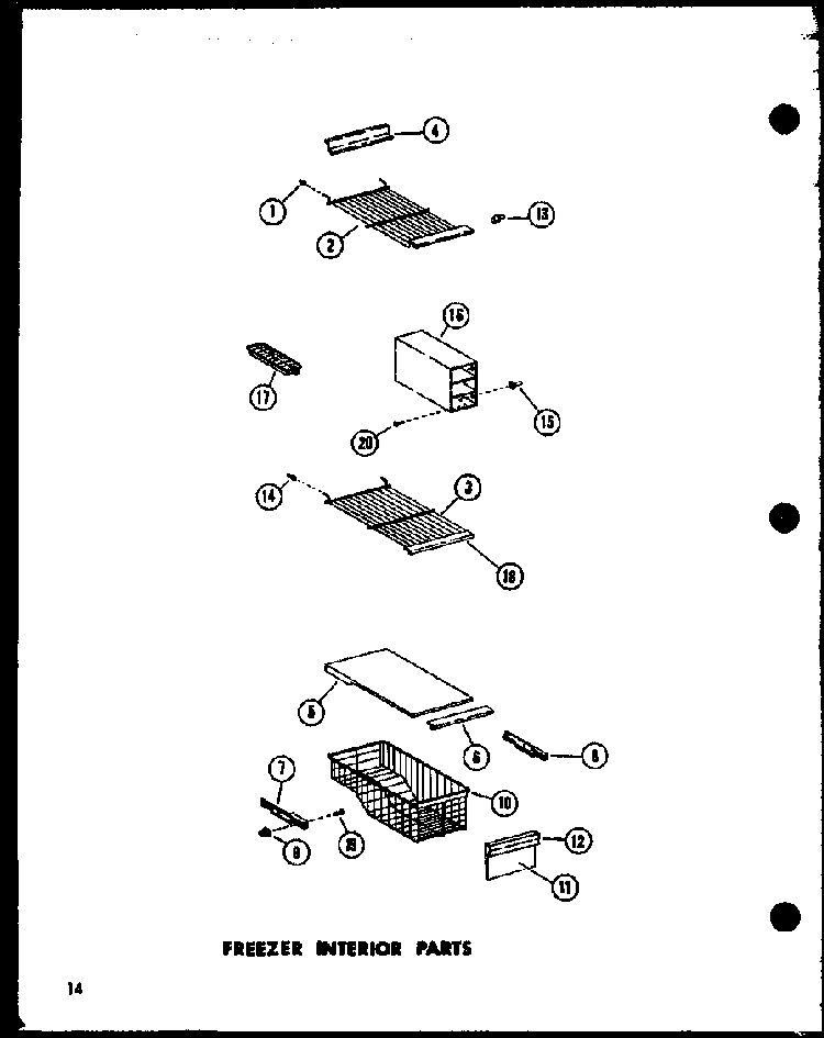 Freezer Interior Parts Diagram and Parts List for SP19E-C-P74870-2WC  Amana Refrigerator