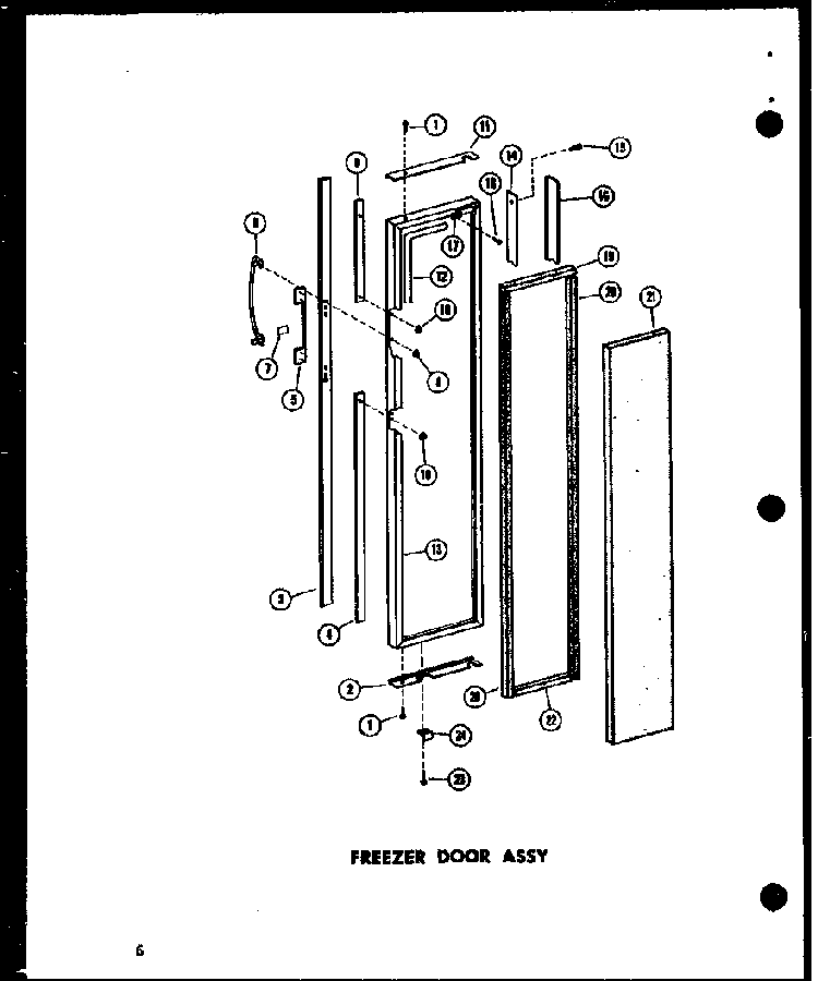 Freezer Door Assy Diagram and Parts List for SD19W-P60340-9W  Amana Refrigerator