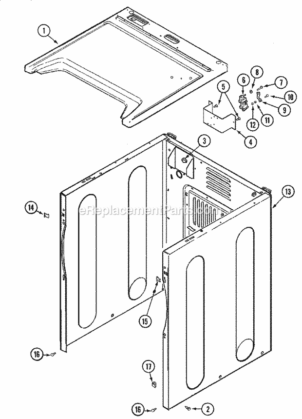 CABINET Diagram and Parts List for  Maytag Dryer