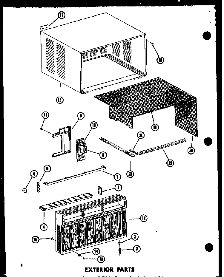 Exterior Parts Diagram and Parts List for ES218D-3MT P67535-1R Amana Air Conditioner