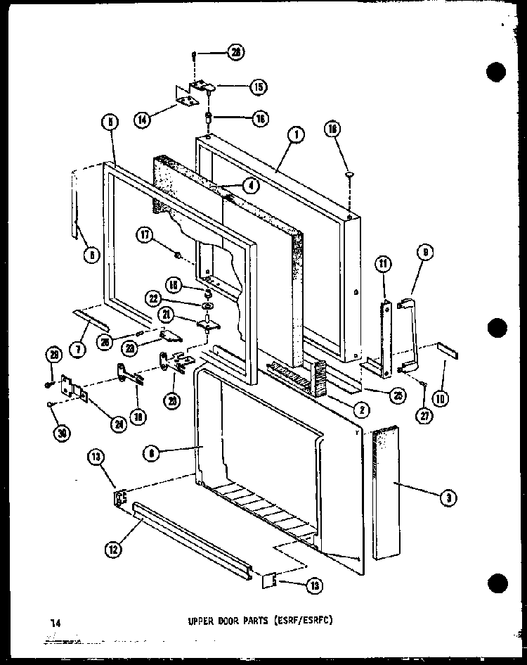 Upper Door Parts Diagram and Parts List for ESR16A-A-P60303-45WA  Amana Refrigerator