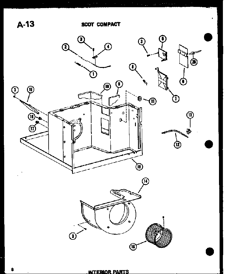 Interior Parts Diagram and Parts List for ES12-2MS P54974-48R Amana Air Conditioner