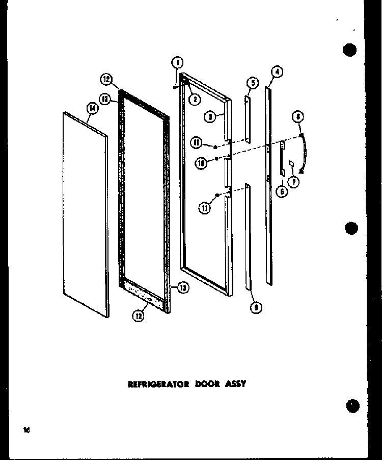 Refrigerator Door Assy Diagram and Parts List for ESR17N-A-P60350-55WA  Amana Refrigerator