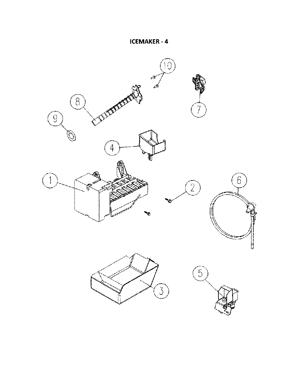 Icemaker Diagram and Parts List for 11160515912  Kenmore Refrigerator