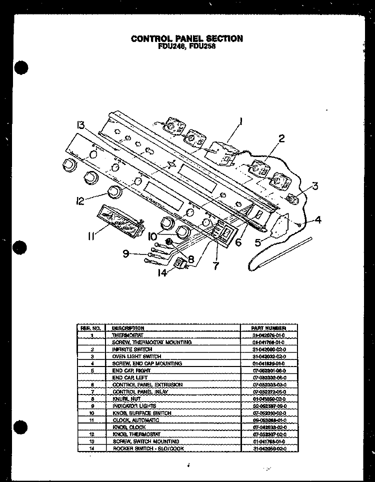 Page 1 Diagram and Parts List for FDU258  Amana Range