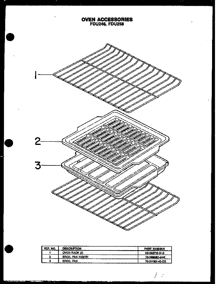 OVEN ACCESSORIES Diagram and Parts List for FDU258  Amana Range