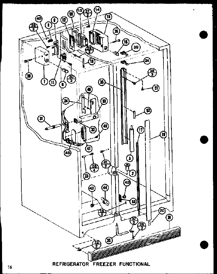 Refrigerator Freezer Functional Diagram and Parts List for SLDI25GL-P7642105WL  Amana Refrigerator